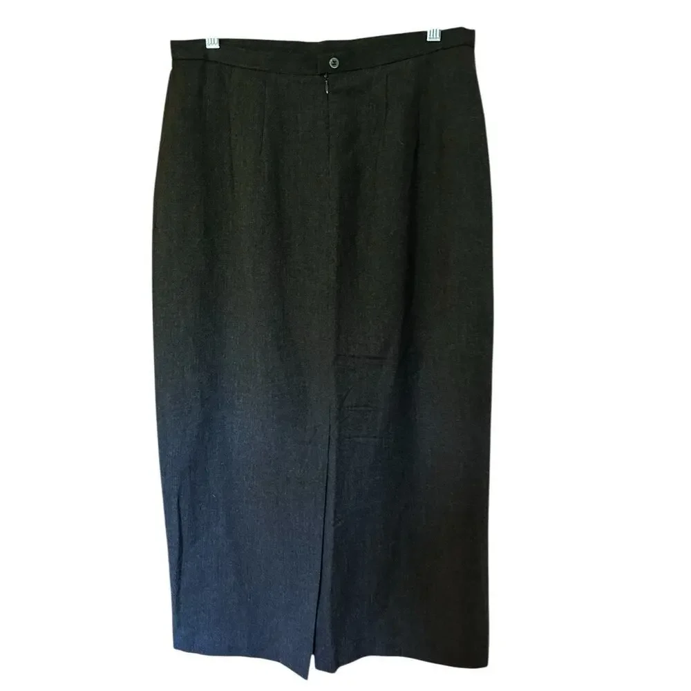 Harve Benard Holtzman Women’s Brown 100% Wool Lined Long Pencil Skirt Size 12
